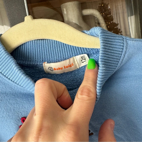 Baby Luigi sweater Snowman Appliqué embroidered 3D fleece crewneck pullover boy - Picture 3 of 5